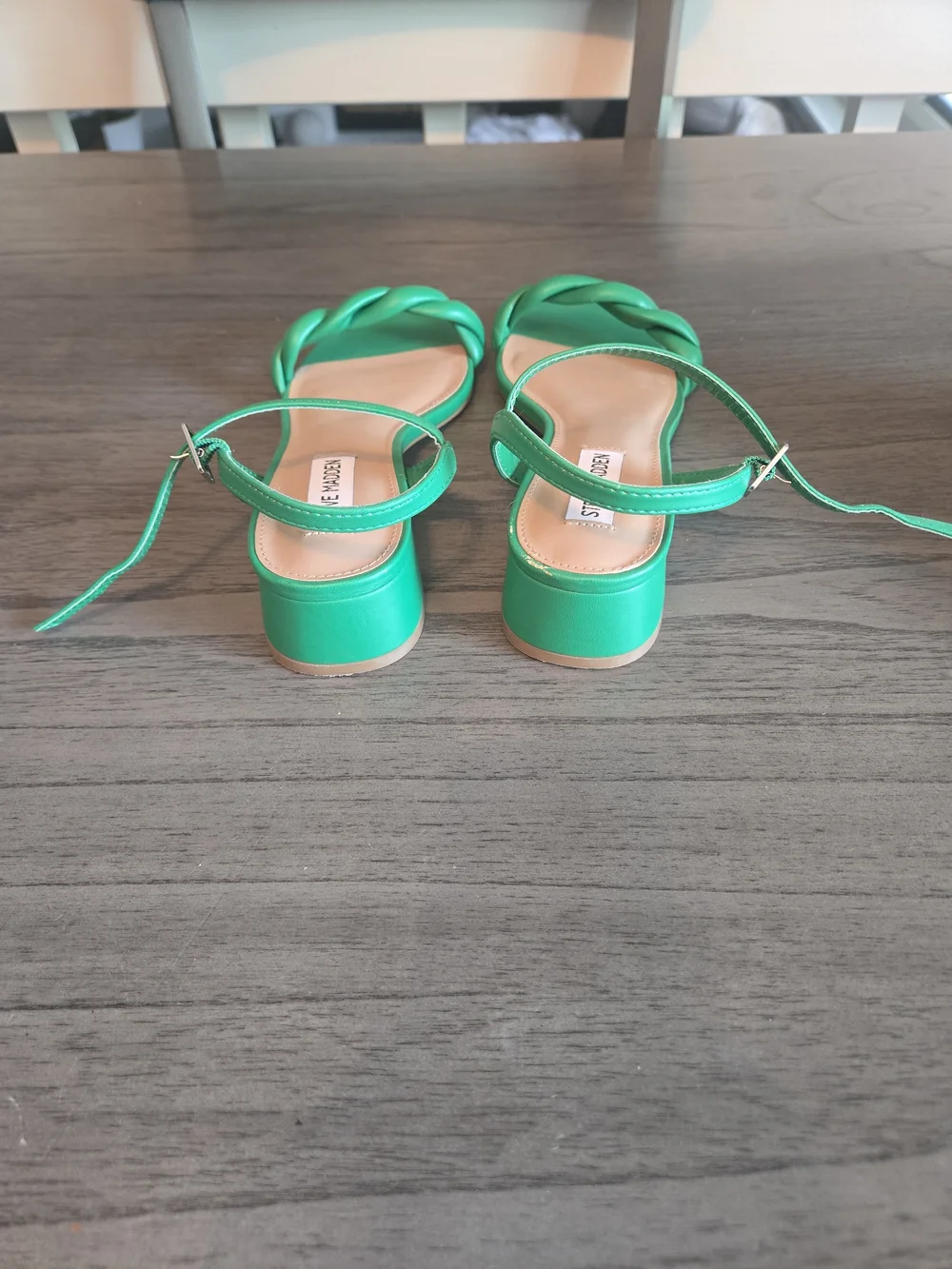 Steve Madden Green Braided Strap Sandals